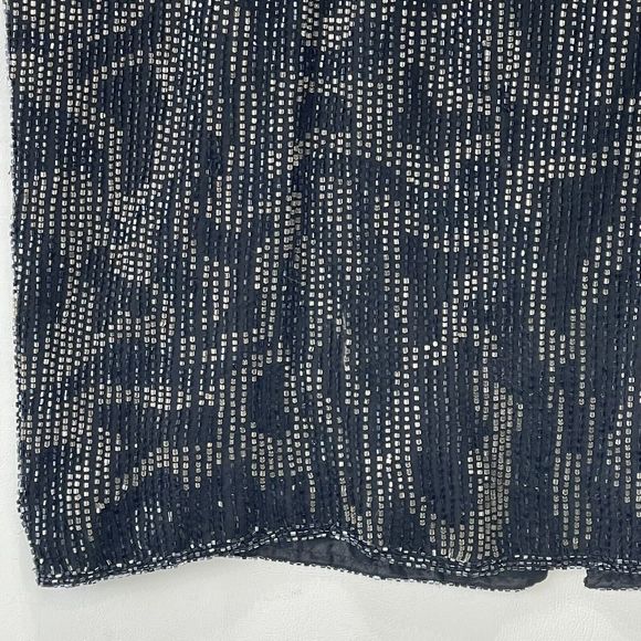 Vintage Dress Gown Midi Black Beaded Silk Evening Party Size M 90's 80's - Picture 13 of 16